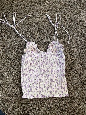 Women’s Zara Lavender Floral Smocked Camisole Tank Top